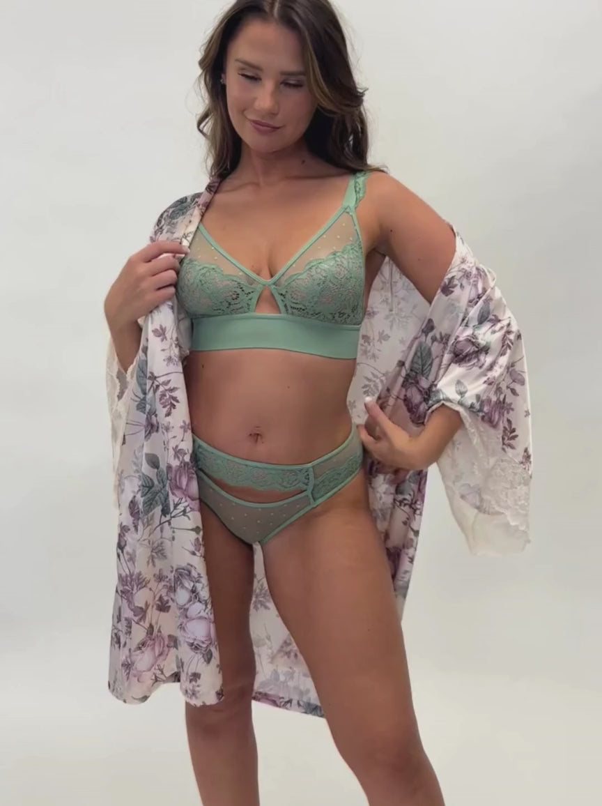 Kaitlin Bralette & Brief Set : Basil Green