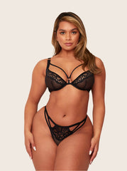 Areilla midnight black wired bra with lace mesh cups