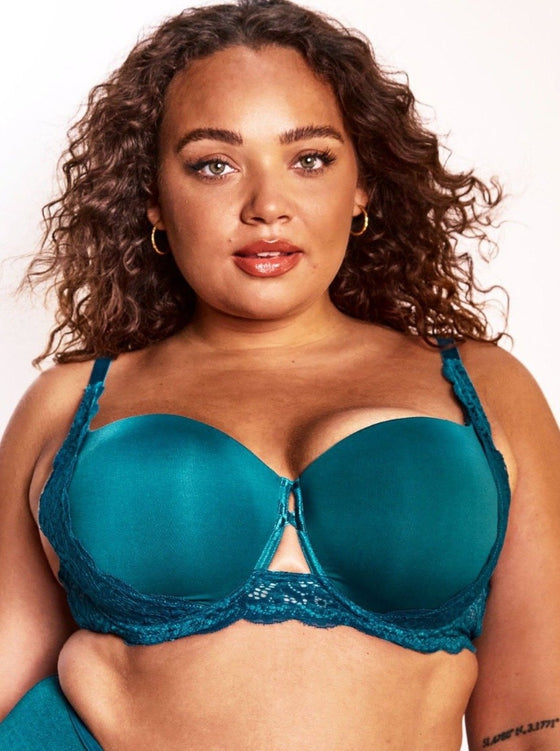 EZ-T t-shirt bra in blue coral with lace straps