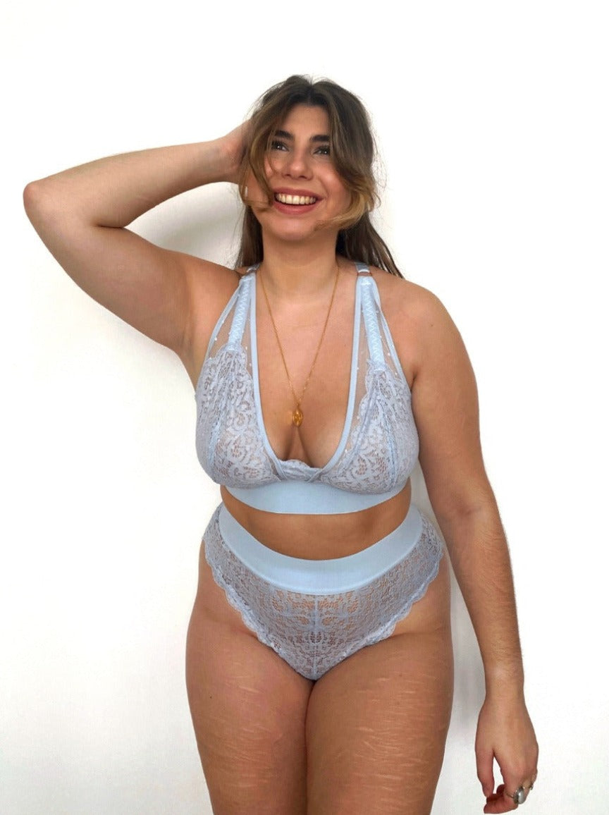 Beautiful Hallie lace bralette in ballad blue