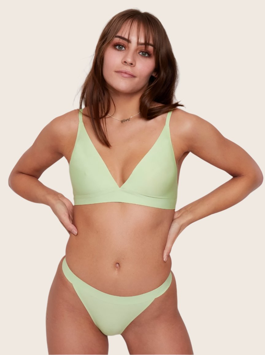 Ally Duo triangle Bralette and thong in mint