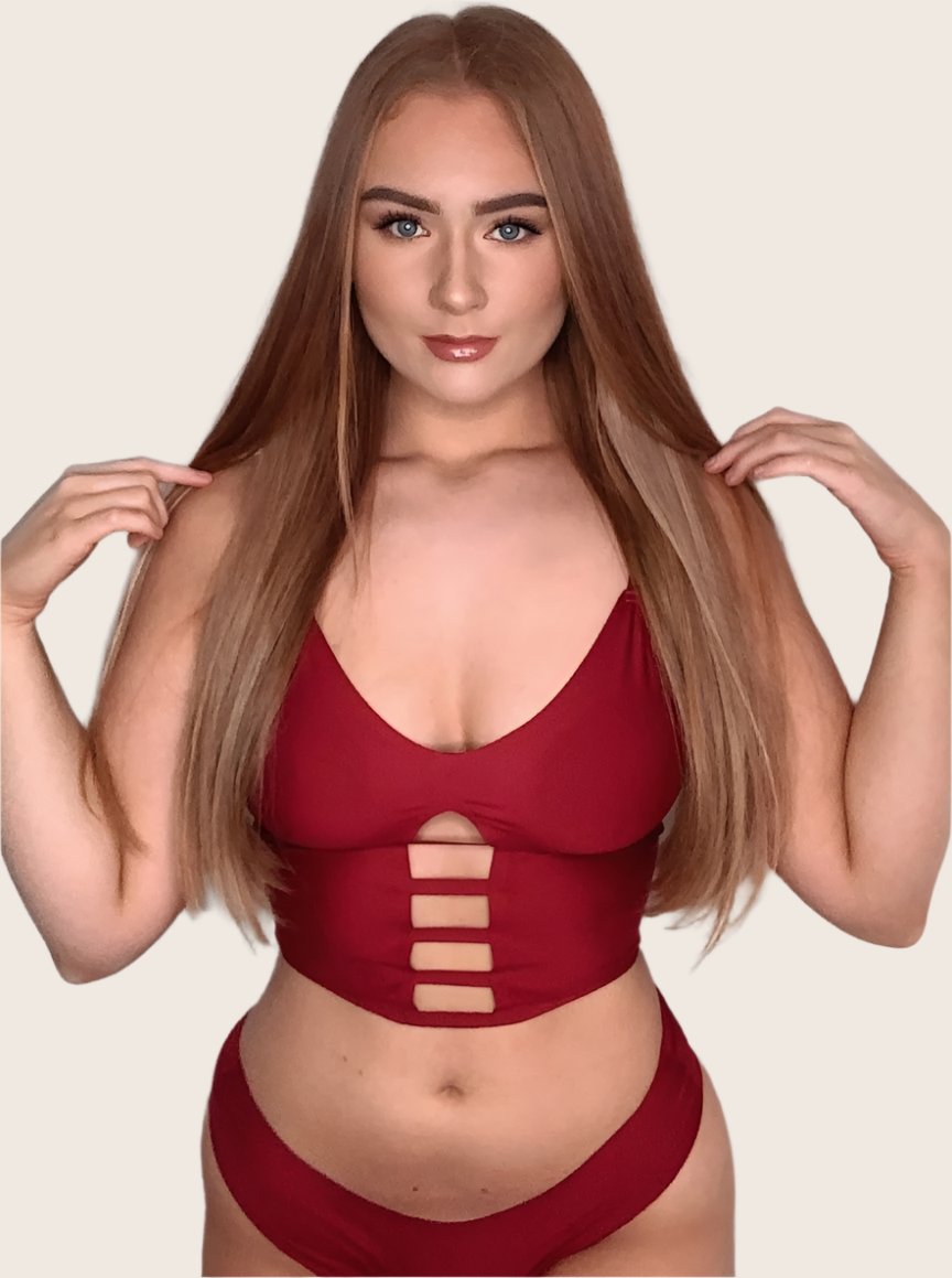 From Jojoe, the Andie Bralette in Wine Red