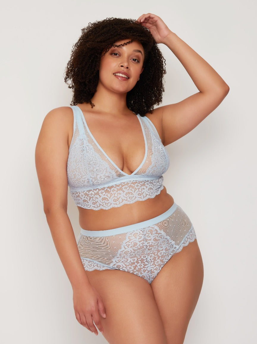 Stunning Eva bralette in ballad blue with Tutti lace