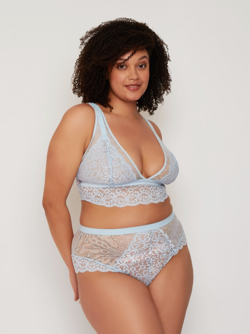 Eva ballad blue bralette with lace and mesh