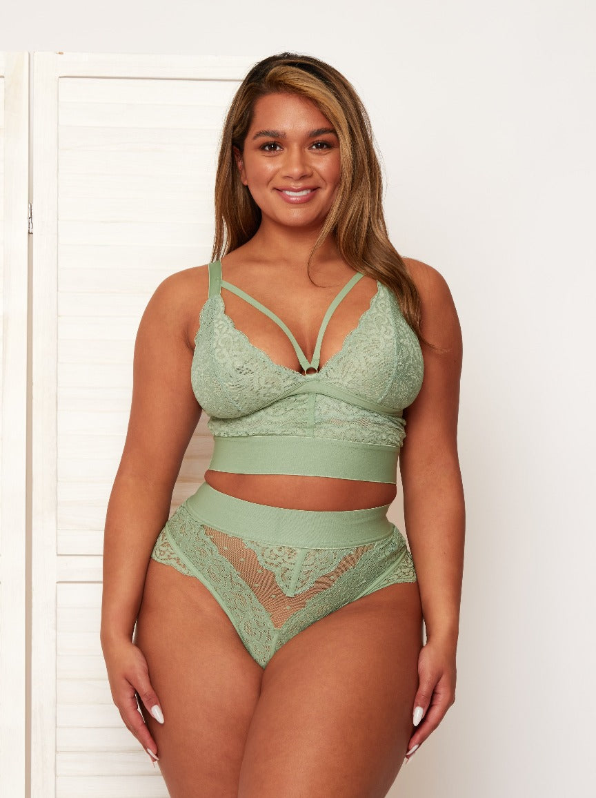 Gia basil green bralette with front caging